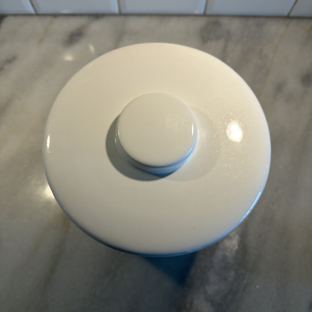 West Elm Snacks Kitchen Canister Storage Jar White Stoneware Pantry 9in GW995 - Picture 4 of 9